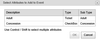 Select Attributes to Add to Event window (synweb)