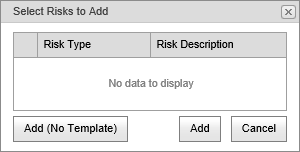 Select Risks to Add window (synweb)