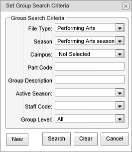 Set Group Search Criteria window (synweb)