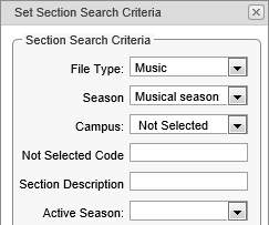 Set Section Search Criteria window (synweb, searching)