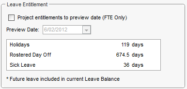 Staff Kiosk - My Leave window (Leave Entitlement area)