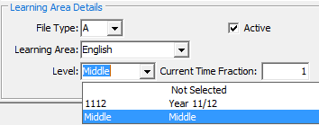 Staff Maintenance - Learning Areas tab (cut down)