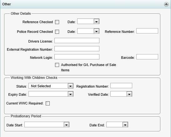 Staff Maintenance - Other bar (synweb)