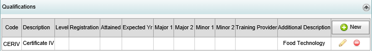 Staff Maintenance - Qualifications bar (synweb)