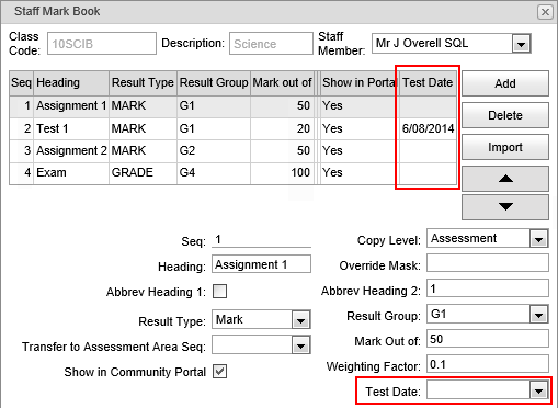 Staff Mark Book window (synweb, wn66)