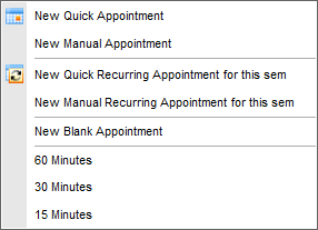Staff Schedule Maintenance menu (SynWeb)