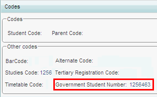 Student Maintenance - Codes bar (Gov highlight, what's new v2.63, synweb)
