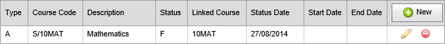 Student Maintenance - Courses bar (grid area, no financial fields, no Seq, synweb)