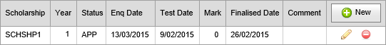 Student Maintenance - Scholarship bar (grid area, no Seq, synweb)
