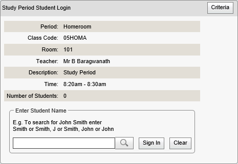 Study Period Student Login (synweb)