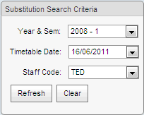 Substitutions - Daily Organiser (selections area)