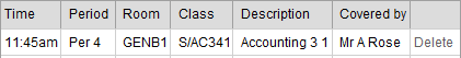 Substitutions Daily Organiser - Timetable (post substitution, synweb)