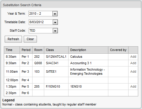 Substitution Search Criteria window (with grid)