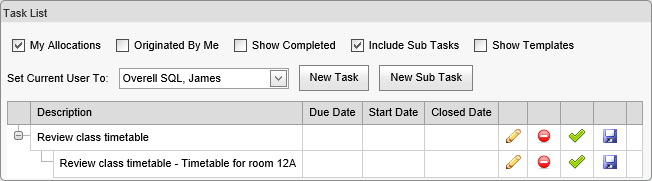 Task List (populated, synweb, cut down)