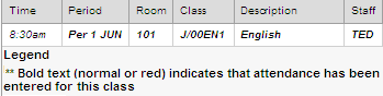 Attendance Maintenance Search (grid area, bold)