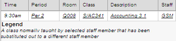 Attendance Maintenance Search (grid area, italicised)