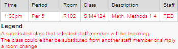 Attendance Maintenance Search (grid area, red)