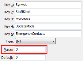 UpdateMode EmergencyContacts configuration setting