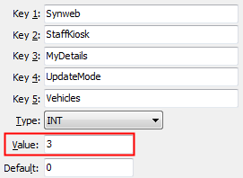 UpdateMode Vehicles configuration setting