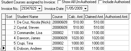 Agent Commission Schedule Maintenance window (Student Courses assigned to Invoice area)