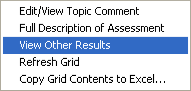Viewing students results drop-down menu