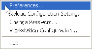 Preferences drop-down menu