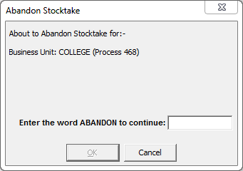 Abandon Stocktake window