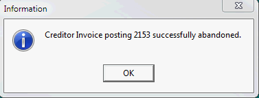 Abandon Successful window