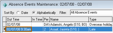 Absence Events Maintenance window (cut down)