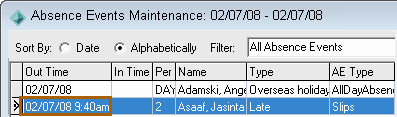Absence Events Maintenance window (cut down)