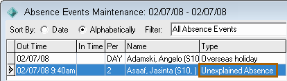 Absence Events Maintenance window (cut down)