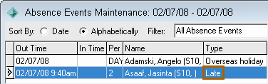 Absence Events Maintenance window (cut down)