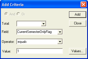 Add Criteria window