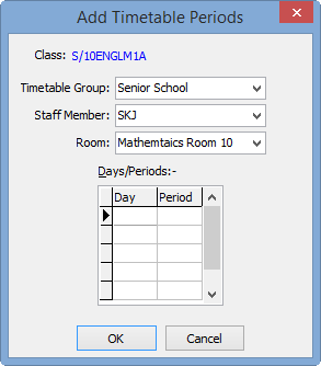 Add Timetable Periods window