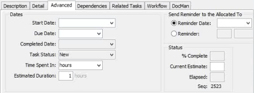 Advanced tab (Community Maintenance - Action Centre tab)