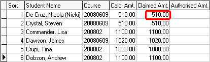Agent Commission Schedule Maintenance (Claimed Amt. field)