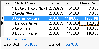 Agent Commission Schedule Maintenance (Student courses assigned to invoice are)