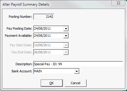 Alter Payroll Summary Details window