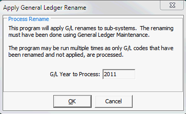 Apply General Ledger Rename window