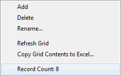 Asset Definitions Maintenance grid right click menu