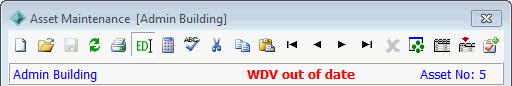 Asset Maintenance window (WDV out of date message)