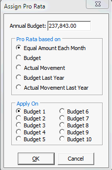 Assign Pro Rata window