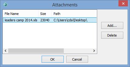 Attachments window
