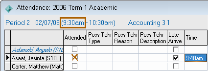 Attendance window (cut down)