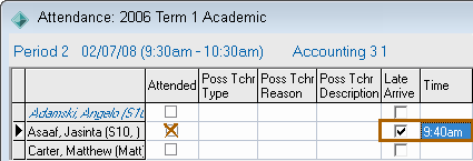 Attendance window (cut down)