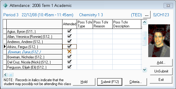 Attendance window