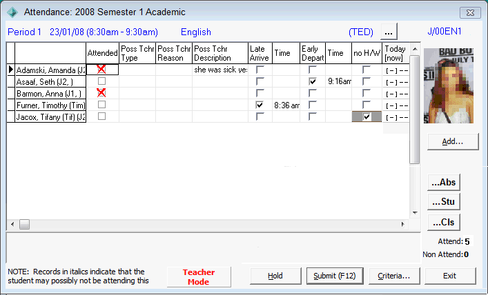 Attendance - recording class attendances (2)