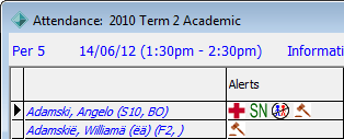 Attendance window - Alerts field (cutdown for wn)