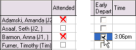 Attendance window - early departure