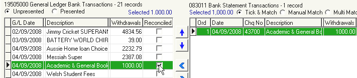 Bank Reconciliation window (cut down)